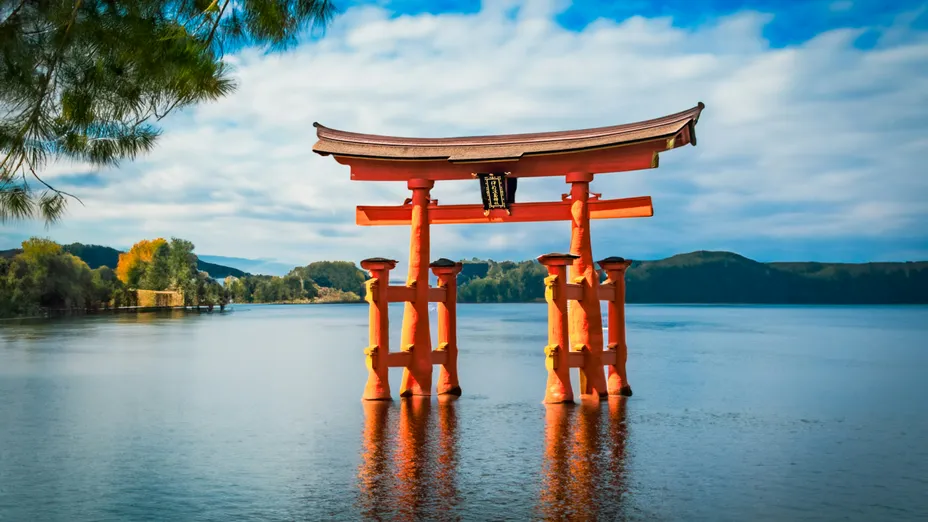 En Jinja-shrine i Japan. Som representerer Jinja logoen.